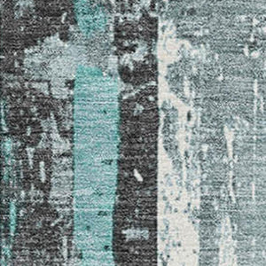 HomeRoots 5' X 8' Teal and Gray Striped Area Rug - Durable, Washable, UV-Protected for High-Traffic Homes 706429