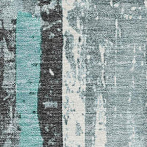HomeRoots 10' X 14' Stylish Teal and Gray Striped Washable Area Rug with UV Protection for Busy Homes 706433