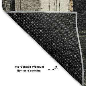 HomeRoots 5' Taupe Gold and Gray Striped Area Rug – Washable, UV-Protected, Durable Design for Every Room! 706435