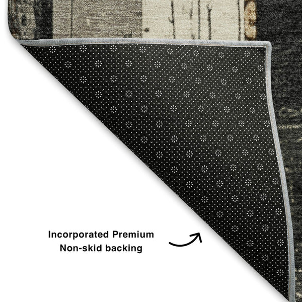 HomeRoots 5' Taupe Gold and Gray Striped Area Rug – Washable, UV-Protected, Durable Design for Every Room! 706435