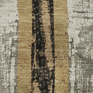 HomeRoots 5' Taupe Gold and Gray Striped Area Rug – Washable, UV-Protected, Durable Design for Every Room! 706435