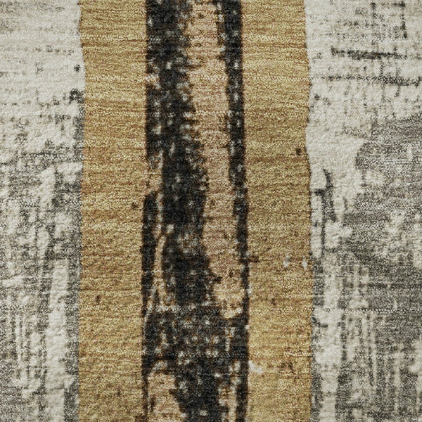 HomeRoots 5' Taupe Gold and Gray Striped Area Rug – Washable, UV-Protected, Durable Design for Every Room! 706435