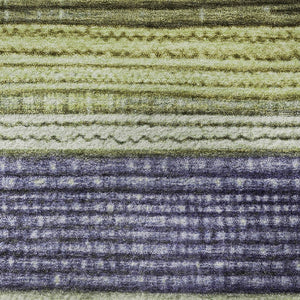 HomeRoots 8' Artichoke Green and Purple Striped Washable Round Rug – Durable, UV-Protected, Non-Slip Design 706442