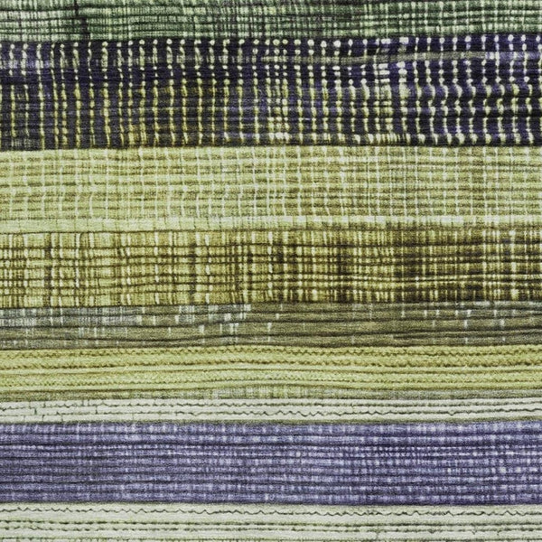 HomeRoots 8' X 10' Artichoke Green & Purple Striped Area Rug – Washable, UV-Protected, Stain-Resistant Design 706443