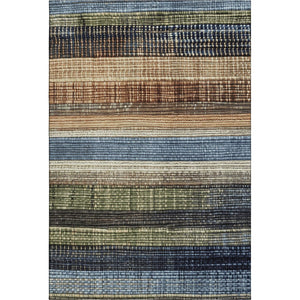 HomeRoots 9' X 12' Striped Area Rug in Blue, Brown & Green - Washable, UV Protected & Durable for High Traffic 706450