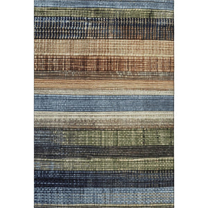 HomeRoots 10' Striped Washable Area Rug in Blue, Brown & Green - UV Protected, Durable, Ideal for High-Traffic Spaces 706451