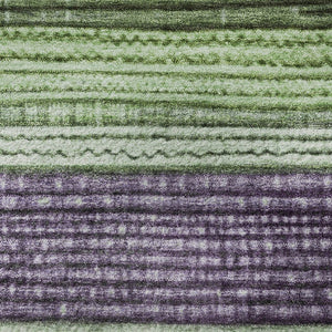 HomeRoots 8' Vibrant Purple and Green Striped Washable Round Rug with UV Protection for Active Homes 706454