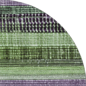 HomeRoots 8' Vibrant Purple and Green Striped Washable Round Rug with UV Protection for Active Homes 706454