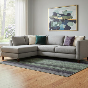 HomeRoots 8' X 10' Bold Purple and Green Striped Washable Area Rug with UV Protection for Active Homes 706455