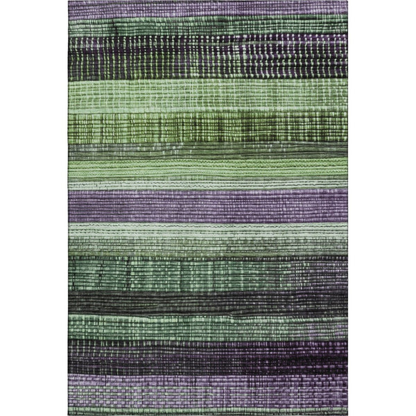 HomeRoots 8' X 10' Bold Purple and Green Striped Washable Area Rug with UV Protection for Active Homes 706455
