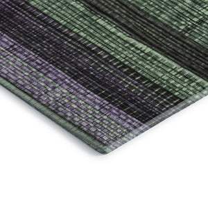 HomeRoots 9' X 12' Striped Purple and Green Washable Area Rug with UV Protection for Stylish Living Spaces 706456