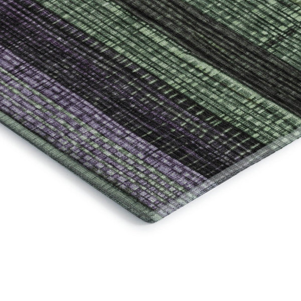 HomeRoots 9' X 12' Striped Purple and Green Washable Area Rug with UV Protection for Stylish Living Spaces 706456