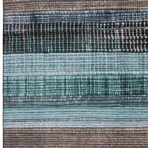 HomeRoots 5' X 8' Stylish Teal & Brown Striped Area Rug - Washable, Stain Resistant, UV Protected for Durability 706459