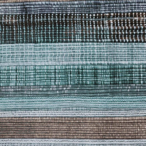 HomeRoots 8' X 10' Teal and Brown Striped Area Rug - Durable, Washable, UV-Protected for High-Traffic Homes 706461