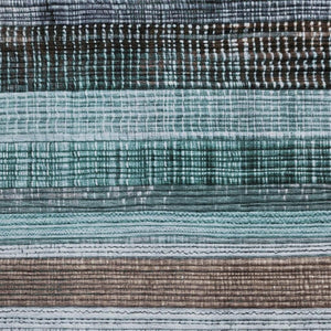 HomeRoots 9' X 12' Teal & Brown Striped Area Rug - Durable, Stain-Resistant, UV Protected for Stylish Living Spaces 706462