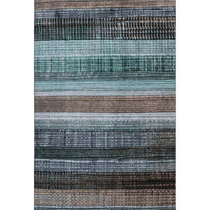 HomeRoots 10' X 14' Teal And Brown Striped Area Rug - Durable, UV-Protected, Easy-Care for High-Traffic Spaces 706463