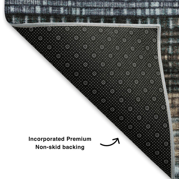 HomeRoots 10' X 14' Teal And Brown Striped Area Rug - Durable, UV-Protected, Easy-Care for High-Traffic Spaces 706463