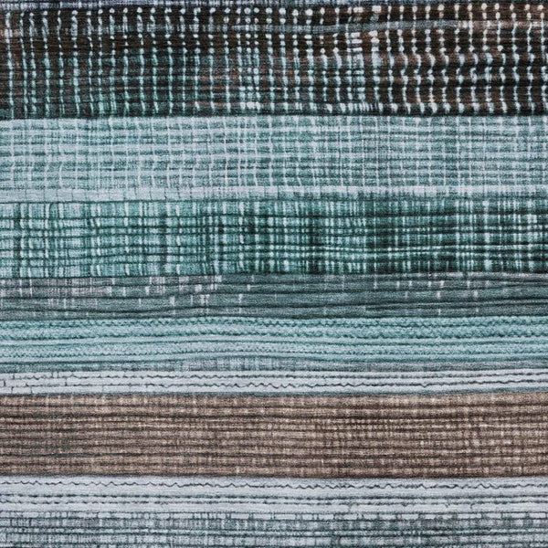 HomeRoots 10' X 14' Teal And Brown Striped Area Rug - Durable, UV-Protected, Easy-Care for High-Traffic Spaces 706463