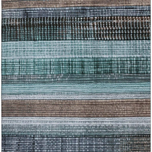 HomeRoots 10' X 14' Teal And Brown Striped Area Rug - Durable, UV-Protected, Easy-Care for High-Traffic Spaces 706463