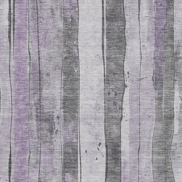 HomeRoots 5' X 8' Striped Lavender Gray and Silver Washable Area Rug with Non-Slip Backing & UV Protection 706465