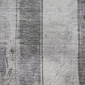 HomeRoots 8' Stylish Lavender Gray & Silver Striped Round Rug - Washable, UV Protected, Perfect for High-Traffic Areas 706466