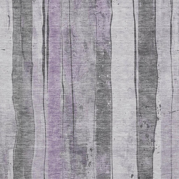 HomeRoots 8' X 10' Stylish Lavender Gray & Silver Striped Washable Area Rug with UV Protection & Durability 706467