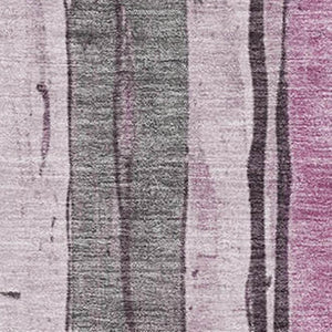 HomeRoots 5' X 8' Pink and Gray Striped Area Rug - Washable, UV Protected, Durable, Soft, Stylish Design! 706471