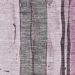 HomeRoots 8' X 10' Stylish Pink and Gray Striped Washable Area Rug with UV Protection for High-Traffic Spaces 706473