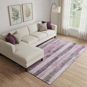 HomeRoots 9' Pink and Gray Striped Washable Area Rug - Soft, Durable, UV Protected for Homes with Kids & Pets 706474