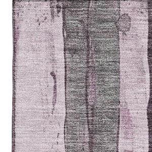 HomeRoots 9' Pink and Gray Striped Washable Area Rug - Soft, Durable, UV Protected for Homes with Kids & Pets 706474