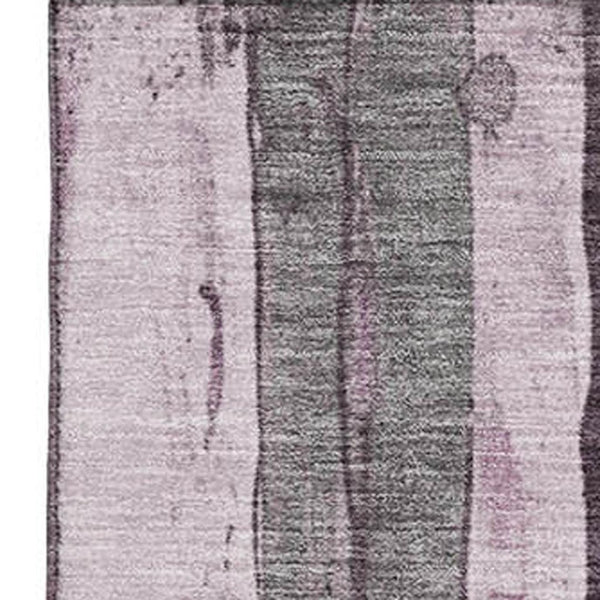 HomeRoots 9' Pink and Gray Striped Washable Area Rug - Soft, Durable, UV Protected for Homes with Kids & Pets 706474