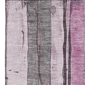 HomeRoots 9' Pink and Gray Striped Washable Area Rug - Soft, Durable, UV Protected for Homes with Kids & Pets 706474