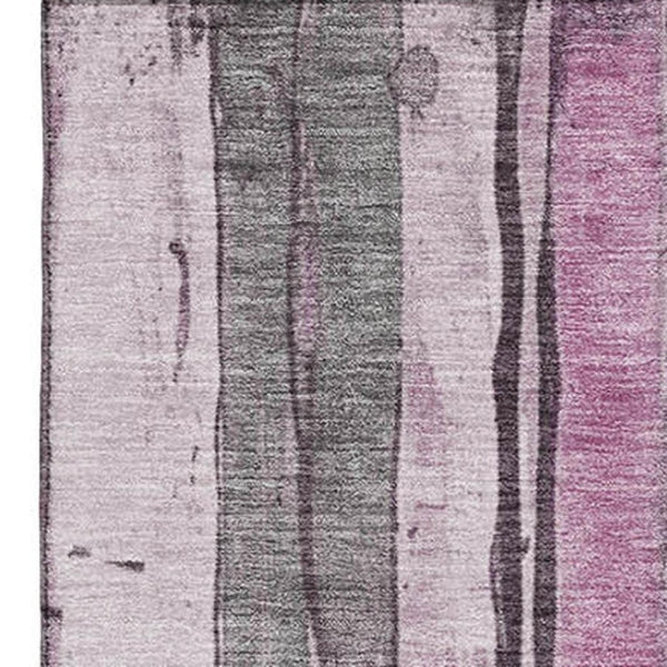 HomeRoots 9' Pink and Gray Striped Washable Area Rug - Soft, Durable, UV Protected for Homes with Kids & Pets 706474