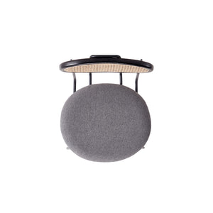 English Elm Jardin Cane Back Upholstered Dining Chair with Metal Legs, Woven Polycotton Seat, Fully Assembled Black+Grey B365P398303