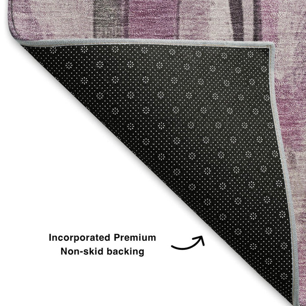 HomeRoots 10' Pink and Gray Striped Washable Area Rug - Stain Resistant, UV Protected, Perfect for Families! 706475