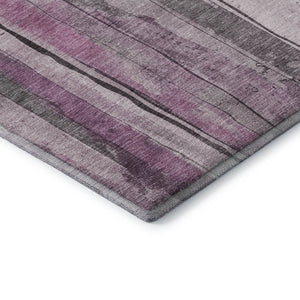 HomeRoots 10' Pink and Gray Striped Washable Area Rug - Stain Resistant, UV Protected, Perfect for Families! 706475