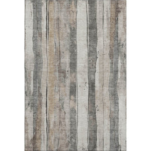 HomeRoots 5' X 8' Beige and Gray Striped Washable Area Rug - Stain Resistant, UV Protected, Non-Slip Design 706477