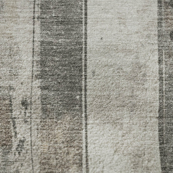HomeRoots 5' X 8' Beige and Gray Striped Washable Area Rug - Stain Resistant, UV Protected, Non-Slip Design 706477
