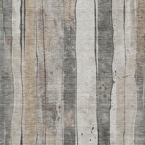 HomeRoots 8' X 10' Striped Washable Area Rug in Beige & Gray - UV Protected, Non-Slip, Durable, Family-Friendly! 706479