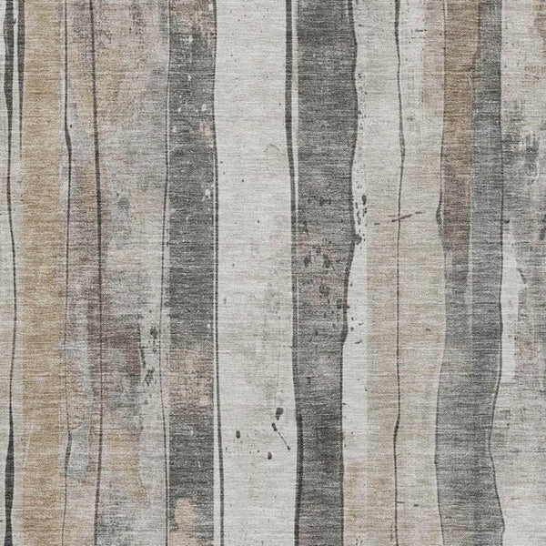 HomeRoots 9' X 12' Beige and Gray Striped Washable Area Rug with UV Protection for High-Traffic Rooms & Pets 706480