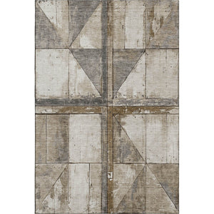 HomeRoots 5' X 8' Beige & Gray Geometric Area Rug - Washable, Stain Resistant, UV Protected for Busy Homes 706489