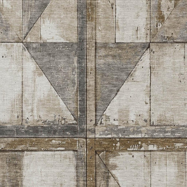 HomeRoots 8' X 10' Beige and Gray Geometric Area Rug - Washable, UV Protected, Non-Slip, Stylish Home Essential 706491