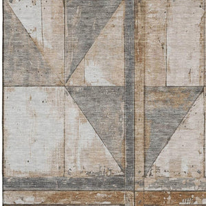 HomeRoots 5' X 8' Copper and Gray Geometric Area Rug - Stylish Washable Design with UV Protection & Durability 706495