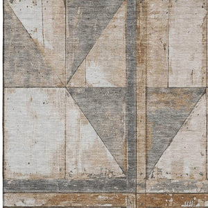 HomeRoots 8' X 10' Stylish Copper & Gray Geometric Area Rug - Washable, UV Protected & Stain Resistant Design 706497