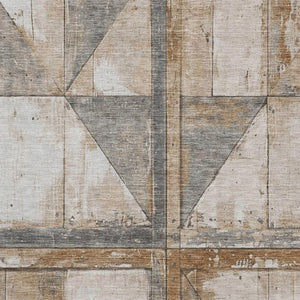 HomeRoots 10' x 14' Copper & Gray Geometric Area Rug - Washable, UV Protected, Stylish for High-Traffic Rooms 706499