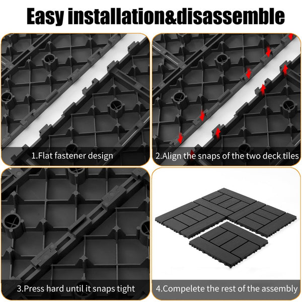 English Elm Plastic Interlocking Patio Tiles Waterproof Pp Grid 44 Pack Outdoor Pool Deck W3022P251847