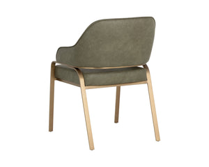 Sunpan MALACHI Dining Armchair - Luxurious Ivanhoe Pine Faux Leather with Gold Stainless Steel Base 112444