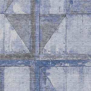 HomeRoots 8' X 10' Denim Blue & Gray Geometric Area Rug - Washable, UV-Protected, Perfect for Busy Homes! 706503
