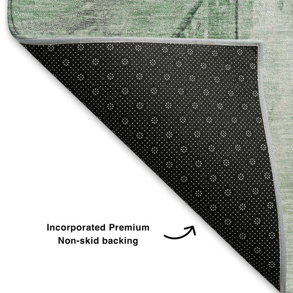 HomeRoots 5' X 8' Green & Gray Geometric Area Rug - Washable, UV-Protected, Non-Slip Backing for Easy Care! 706507