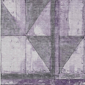 HomeRoots 5' X 8' Modern Purple and Gray Geometric Area Rug – Washable, UV-Protected, Durable Design for Homes 706513